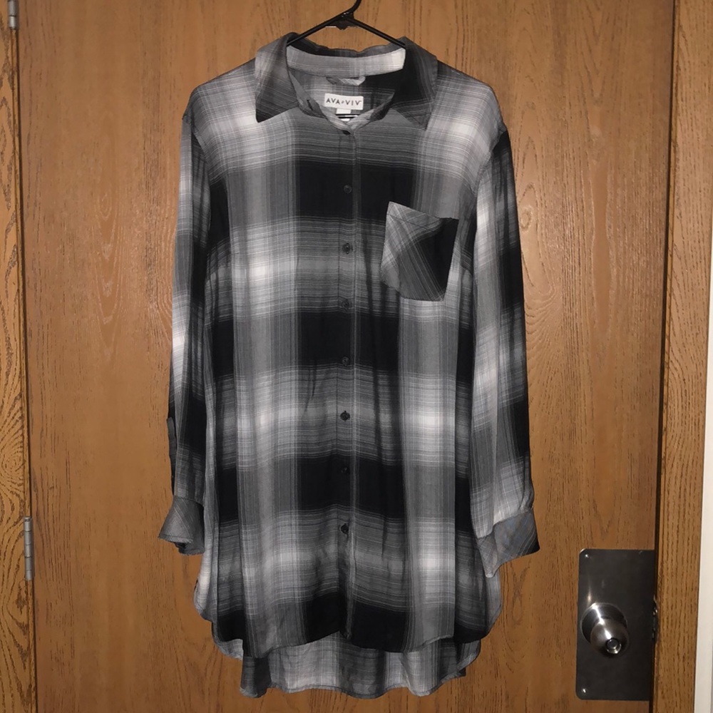 Long plaid button up